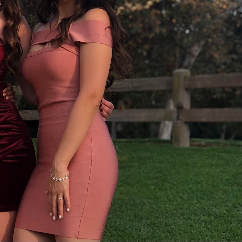 Pink bodycon bebe dress